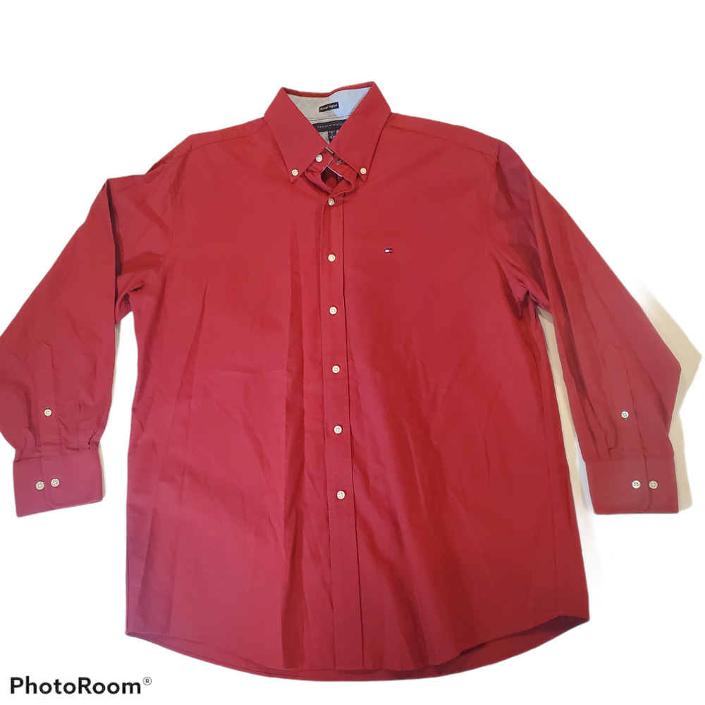 TOMMY HILFIGER Heritage Oxford MENS Red Shirt XL
